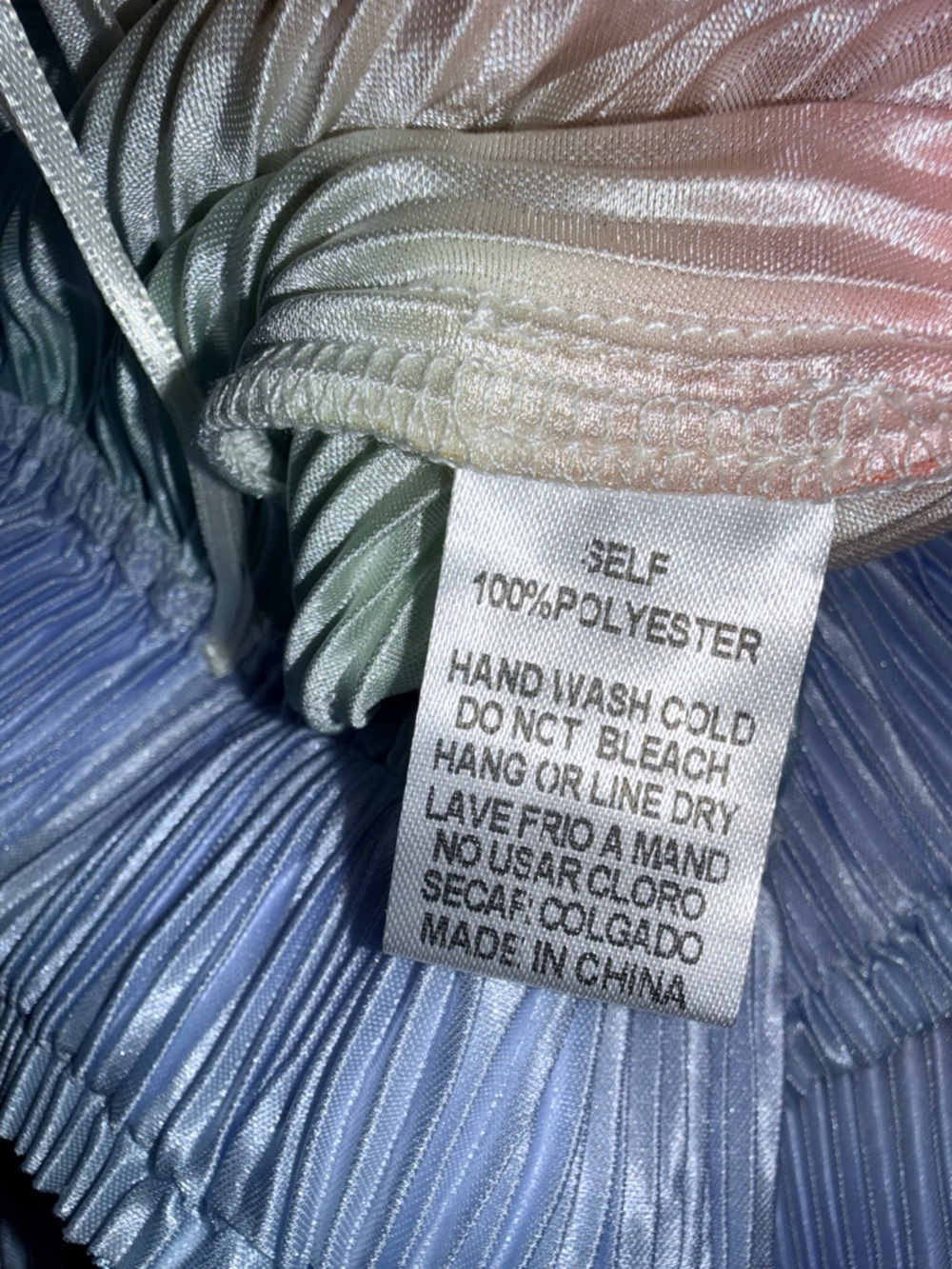 Easel Turquoise Ombré Plisse Wide-Legged Pants, L - Picture 6 of 6